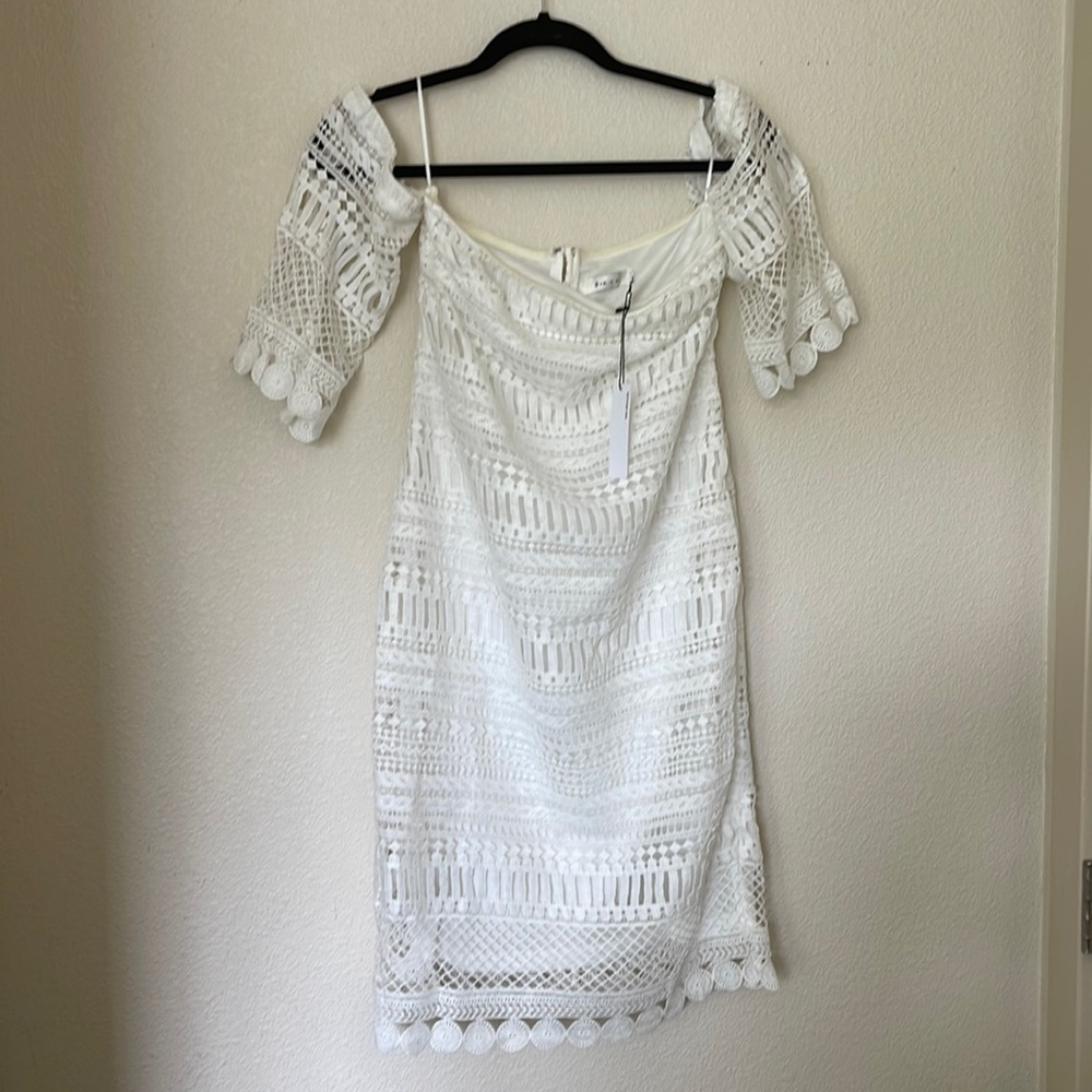 COPY - Beautiful white lace eyelet dress off the shoulder size L